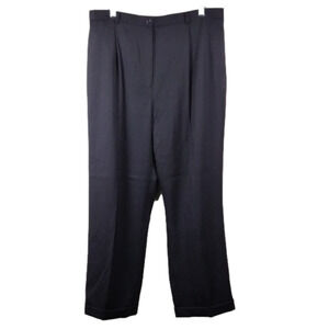 𝅺BROOKS 346 Black Wool High Rise Pleated Front Cuffed Straight Leg Dress Pants